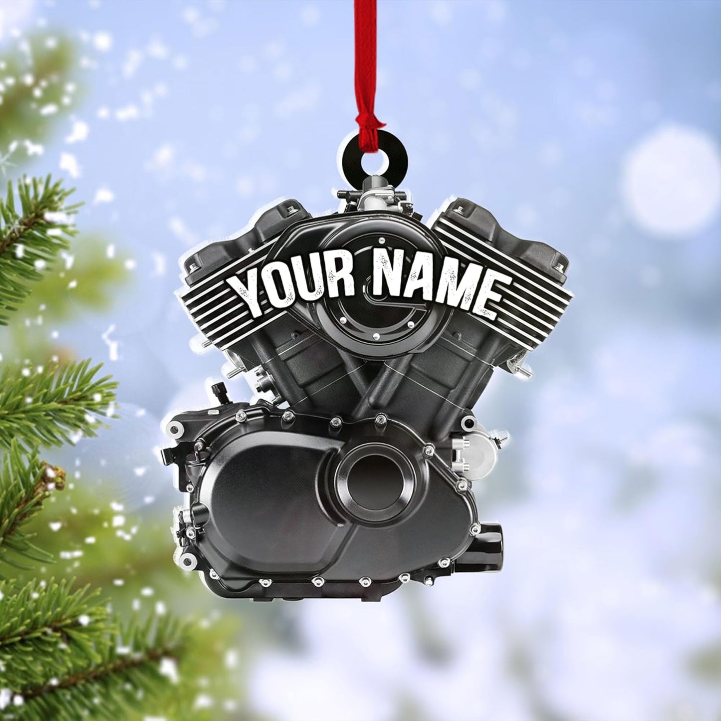 Custom Drag Racer Ornament – Personalized Acrylic Engine Design, Power Tool Themed Christmas Gift TDR8