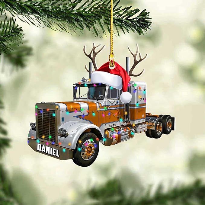 Personalized Semi Truck Christmas Decor - Truck Driver Ornament Gift L9