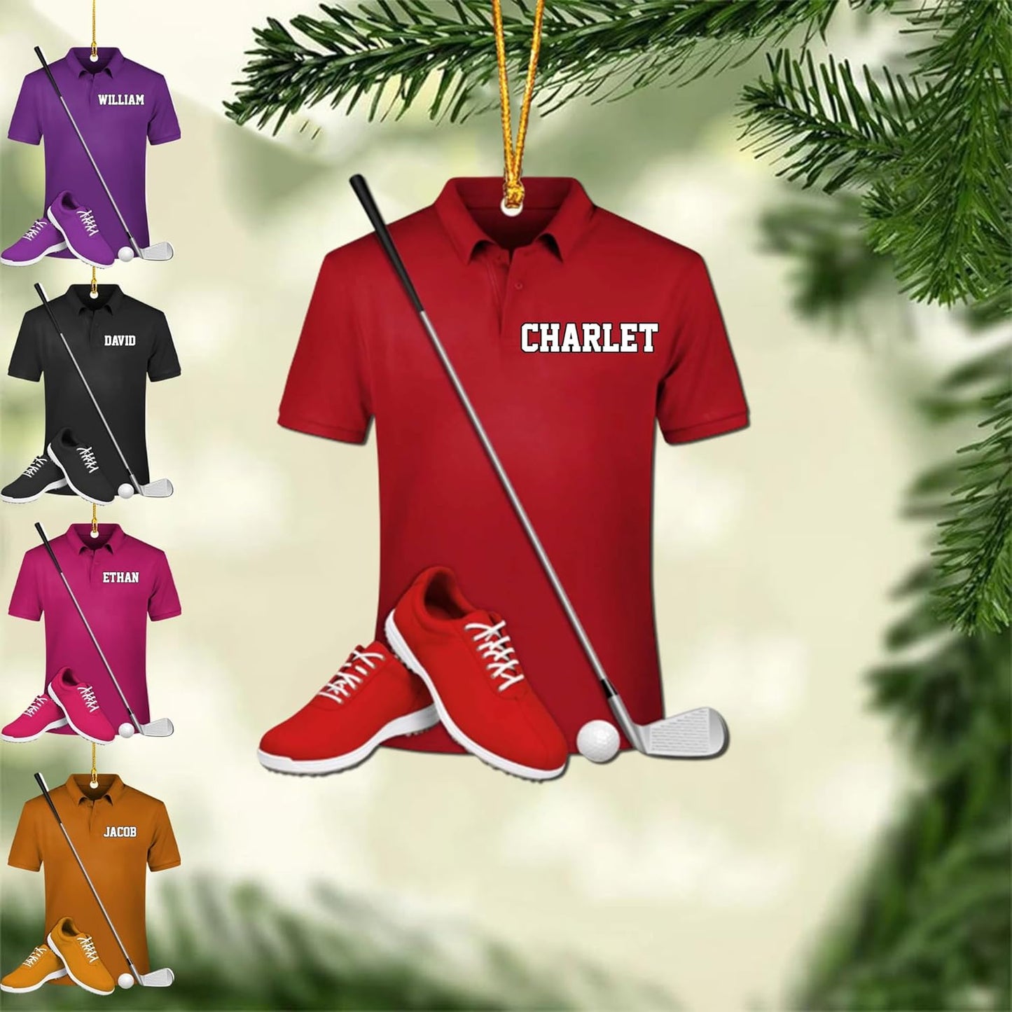 Personalized Golf Shirt Ornament - Golf Player Christmas Ornament