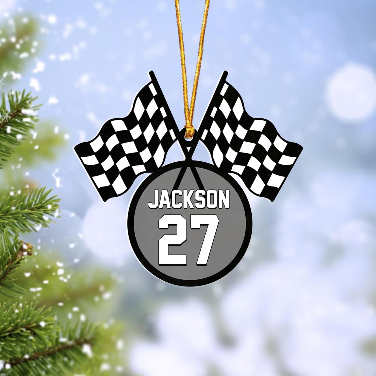 Personalized Racing Car Ornament – Custom Acrylic Drag Racing Christmas Decoration, Gift for Car Lovers and Drivers TR20