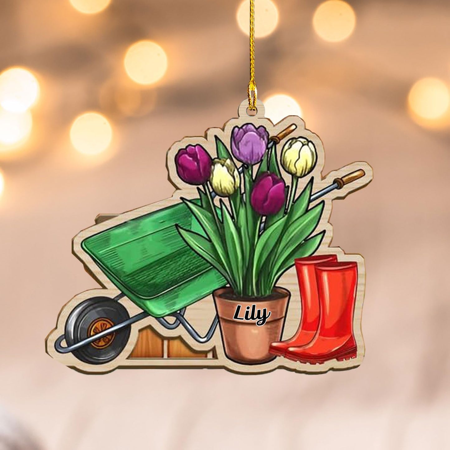 Custom Gardening Ornament with Name – Garden Tools Acrylic Christmas Decor for Gardeners & Green Thumb Lovers TG45