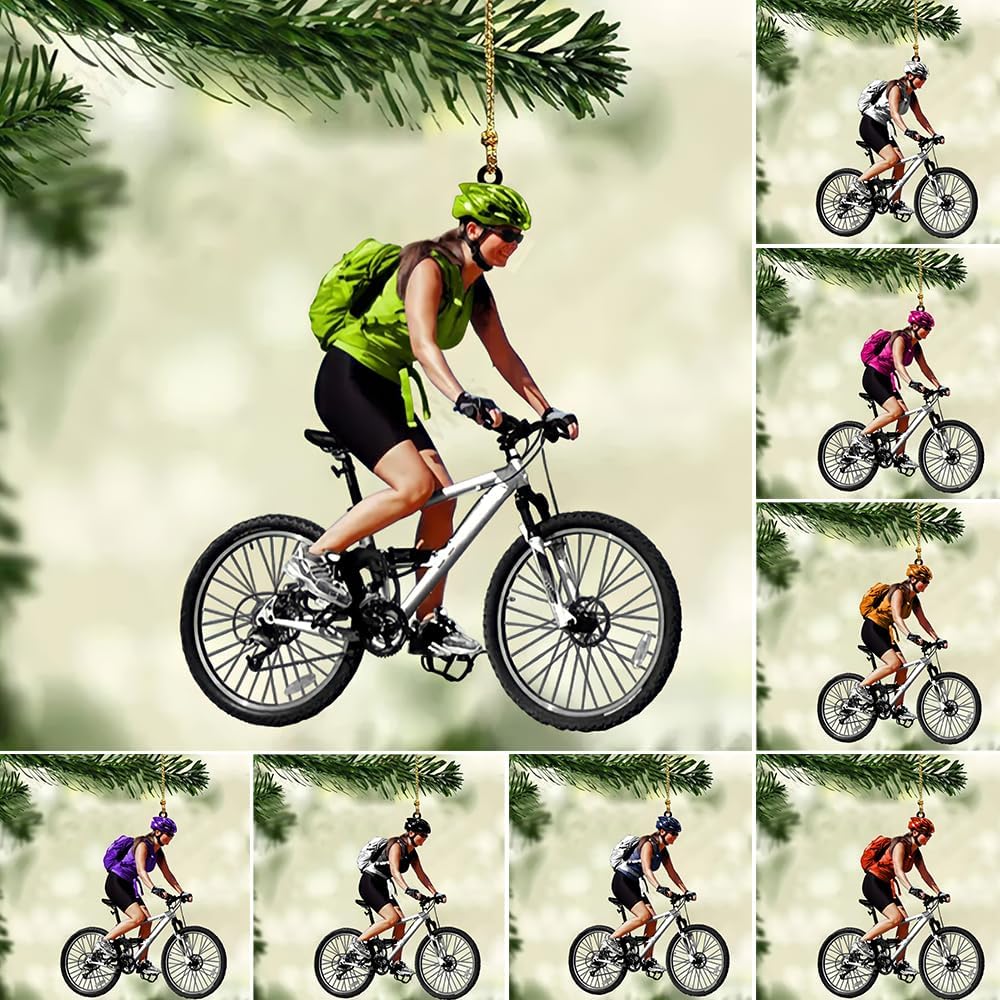 Personalized Bicycle Christmas Ornament – Custom Name Acrylic Cycling 2D Flat Ornament Gift for Bicycle Lovers TB1