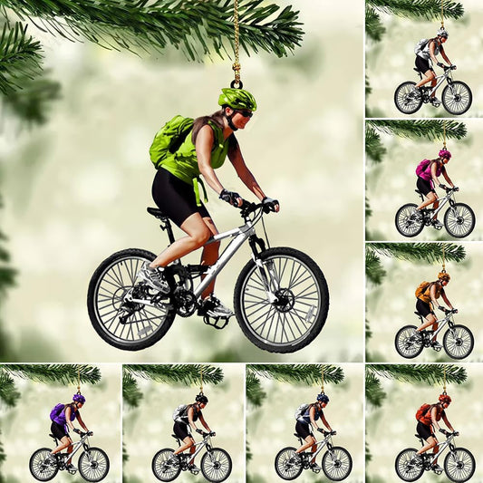 Personalized Bicycle Christmas Ornament – Custom Name Acrylic Cycling 2D Flat Ornament Gift for Bicycle Lovers TB1