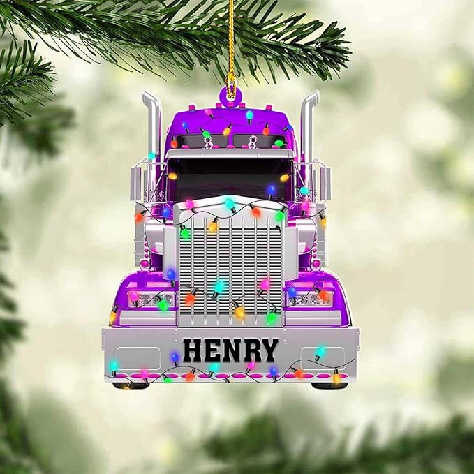 Personalized Semi Truck Christmas Decor - Truck Driver Ornament Gift L6