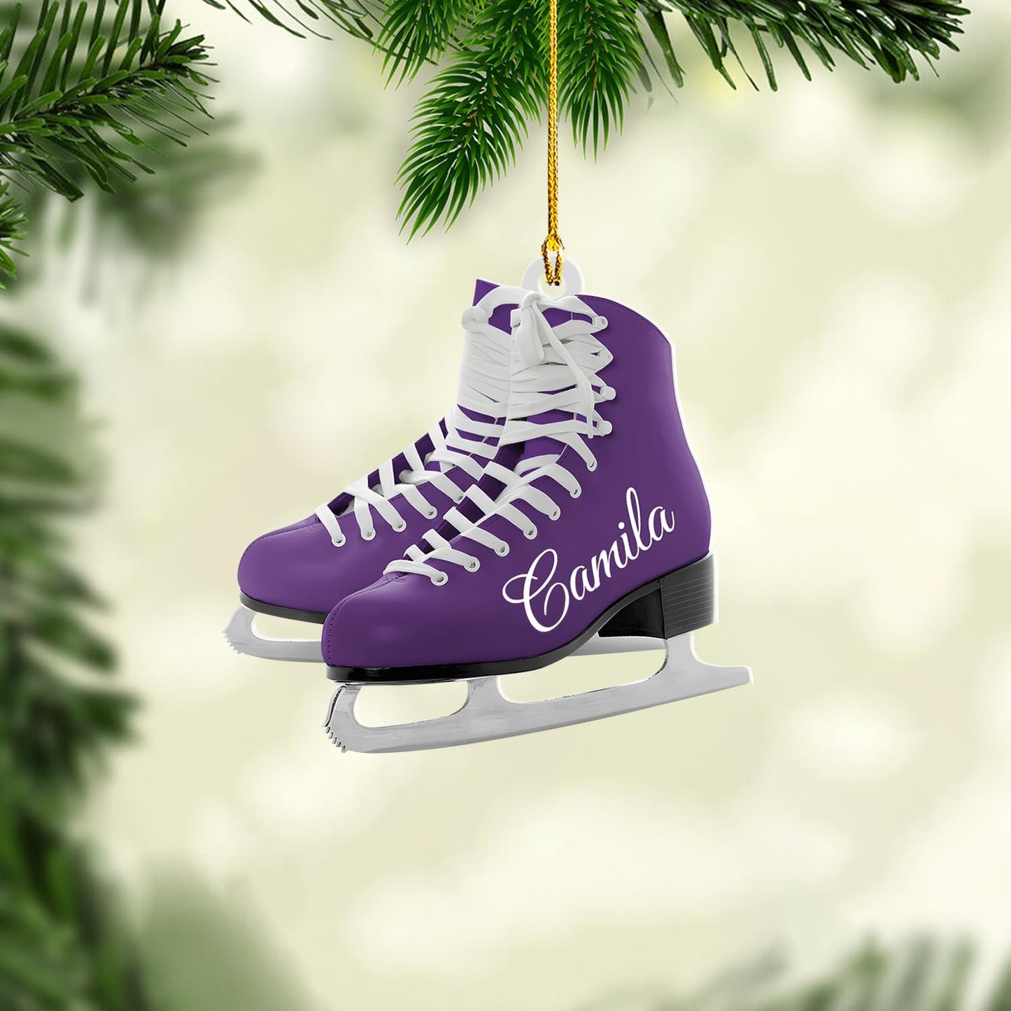 Personalized Ice Skating Christmas Ornament N04