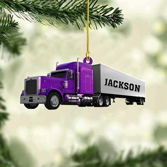 Personalized Semi Truck Christmas Decor - Truck Driver Ornament Gift L12