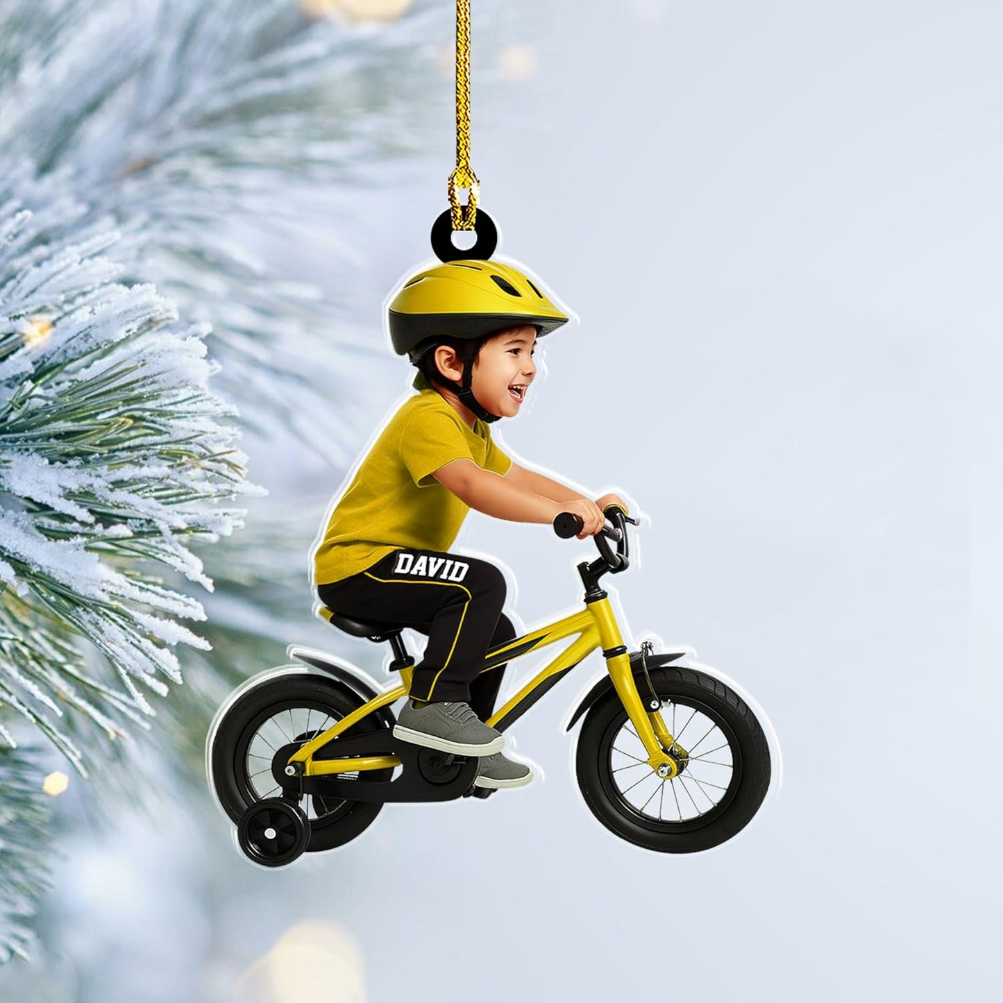 Custom Name Cycling Acrylic Ornament – Personalized Bike Gift, Christmas Tree Keepsake for Cycling Enthusiasts TC35