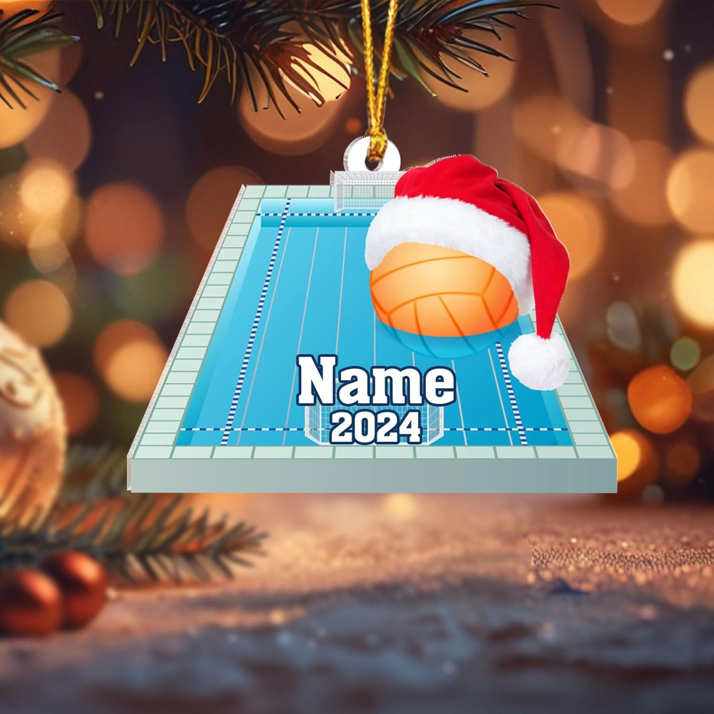 Custom Name Water Polo Ball Christmas Ornament – Personalized Polo Ornament, Sport Holiday Tree Decoration, Gift for Water Polo Players TW06