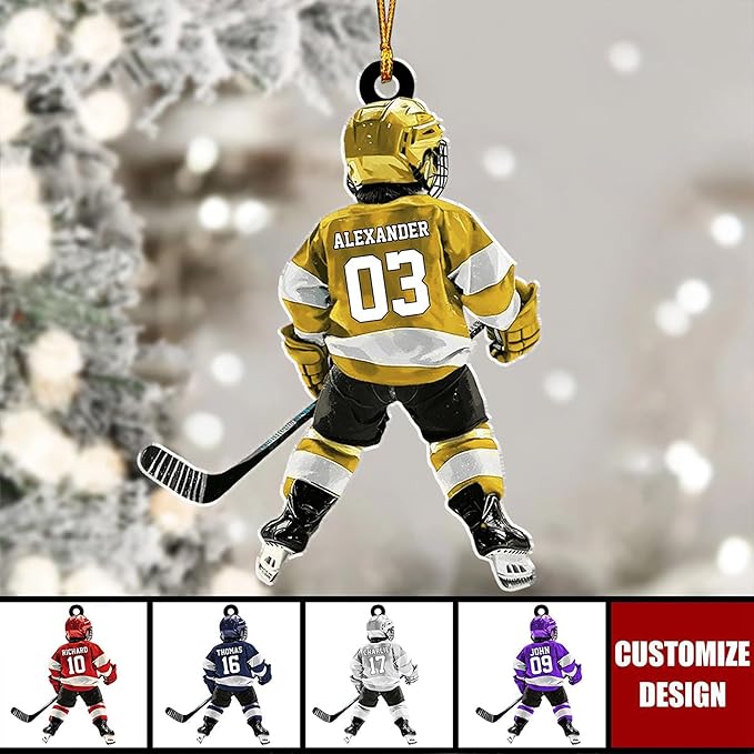 Personalized ice Hockey Ornament N05