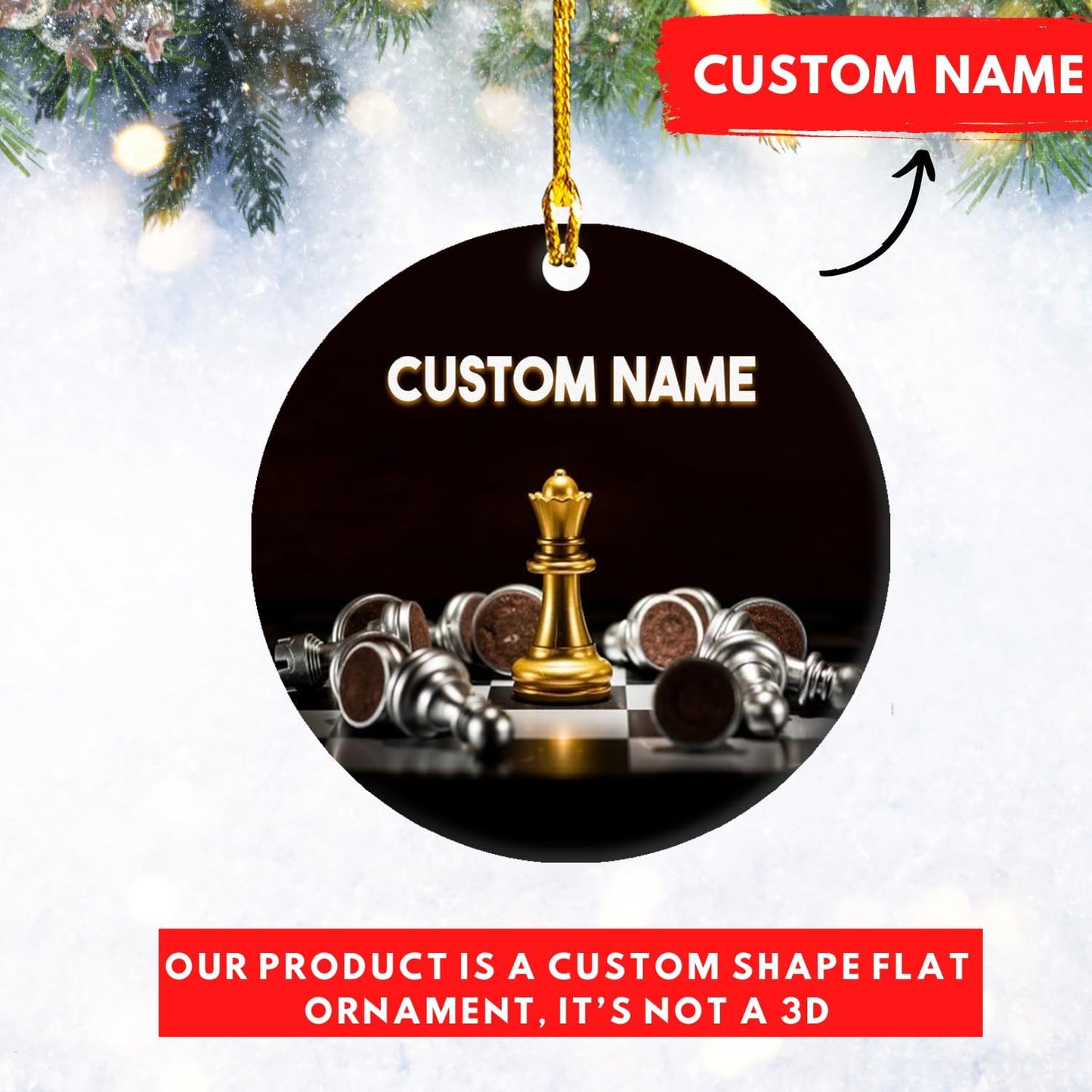 Personalized Name Chess Ornament Gift for Men Women Chess Team Player N11