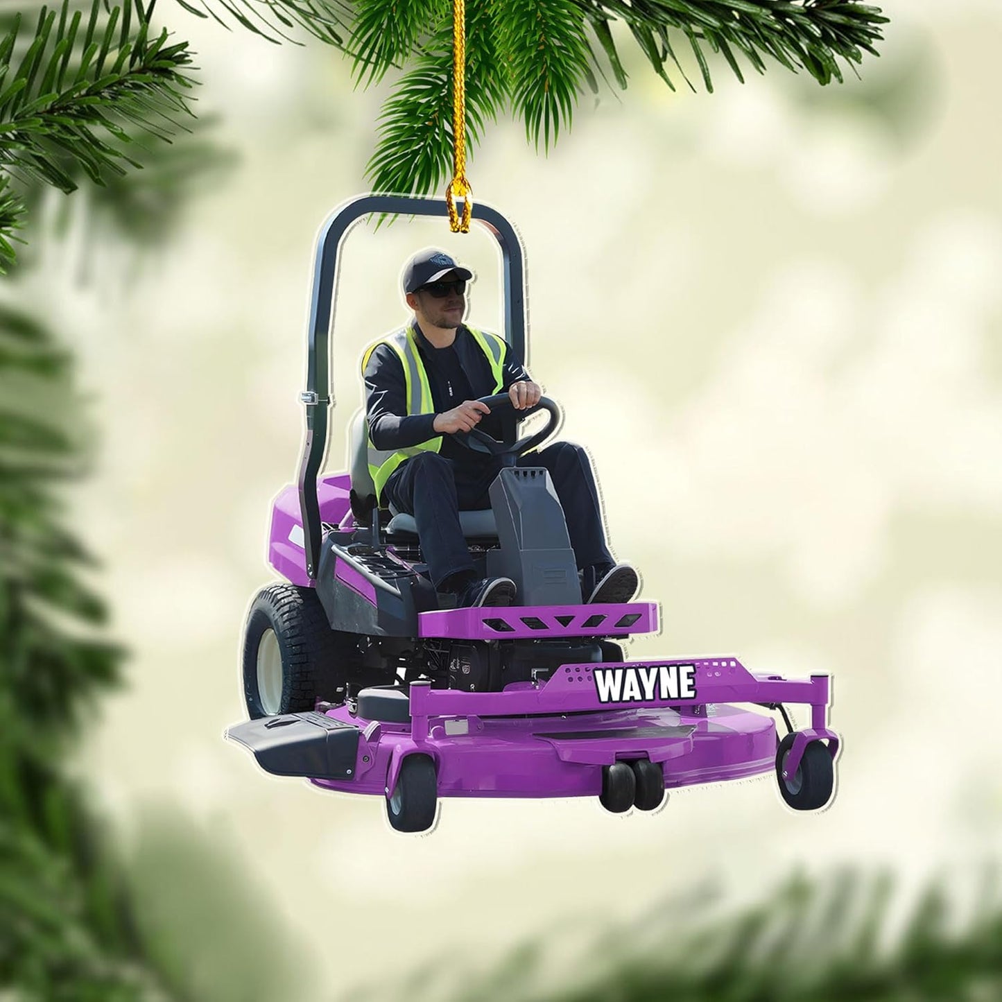 Custom Photo Lawn Mower Christmas Ornament | Personalized Gardening Holiday Keepsake Gift for Gardeners & Lawn Care Workers TG67