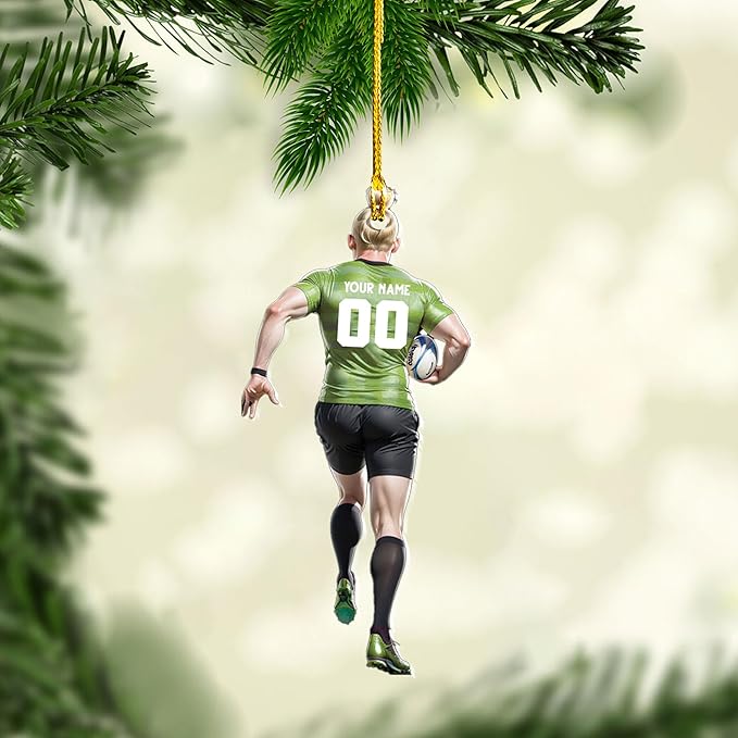 Personalized Rugby Player Christmas Gift for Sports Lovers - Rugby Ornament LL27