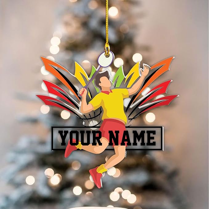 Personalized Badminton Ornament, Custom Christmas Gift for Players, Sports Lovers LL9