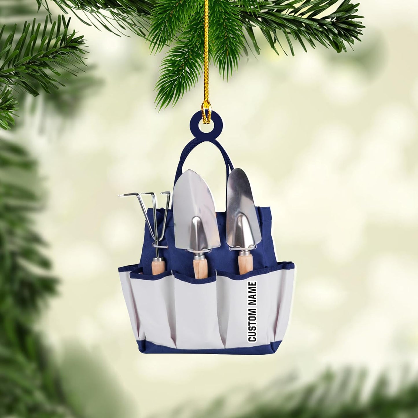 Personalized Gardening Acrylic Ornament – Custom Name Garden Tools Christmas Tree Decoration for Gardeners & Plant Lovers TG10
