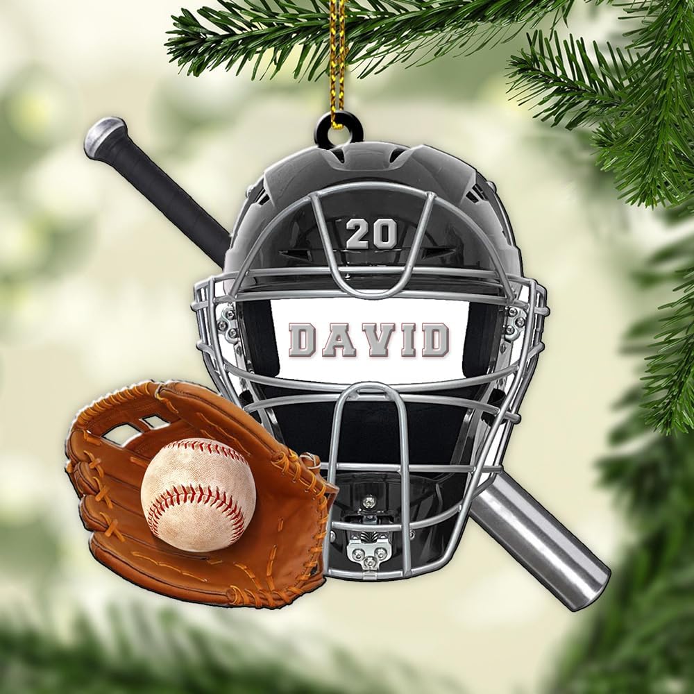 Personalized Baseball Christmas Ornament – Custom Name Acrylic Ornament, Sports Holiday Decoration, Baseball Player Gift TH10