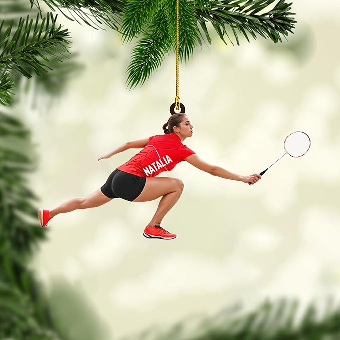 Pesonalized Christmas Gift for Badminton Players, Sports Lovers Badminton Ornament LL28