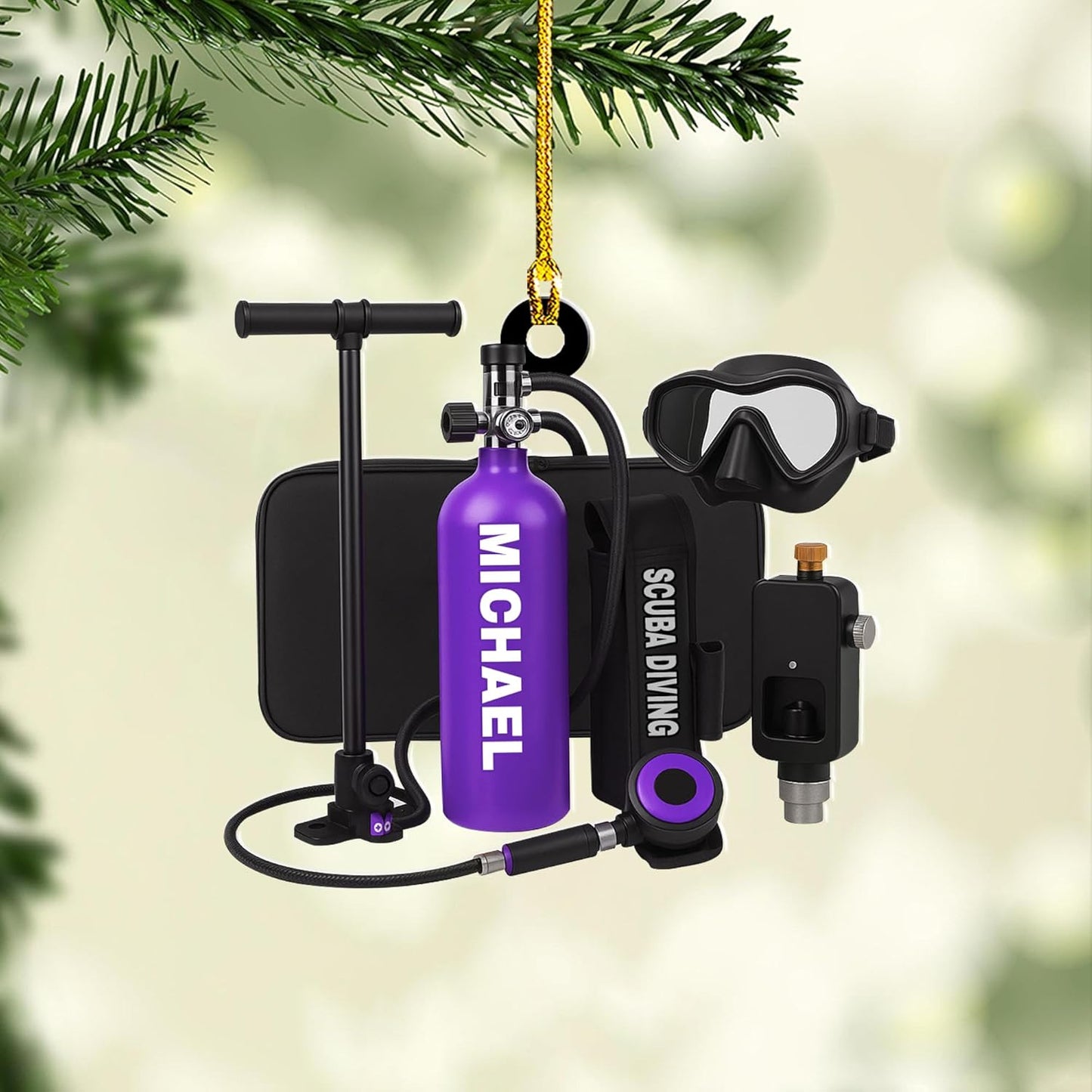 Custom Scuba Diver Ornament – Personalized Acrylic Christmas Tree Decoration, Gift for Divers and Swimmers TSD23