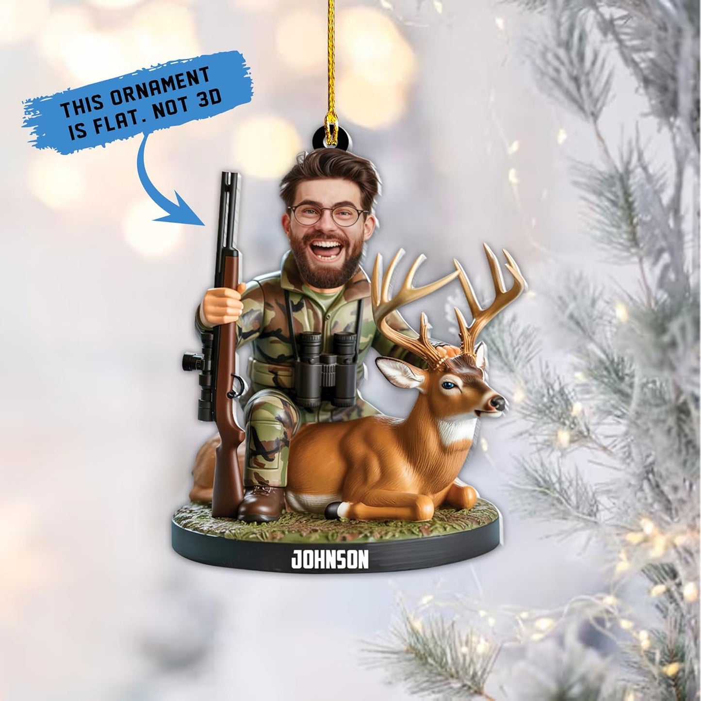 Personalized Hunting Ornament, Hunter Christmas Acrylic Ornament 2025 T05