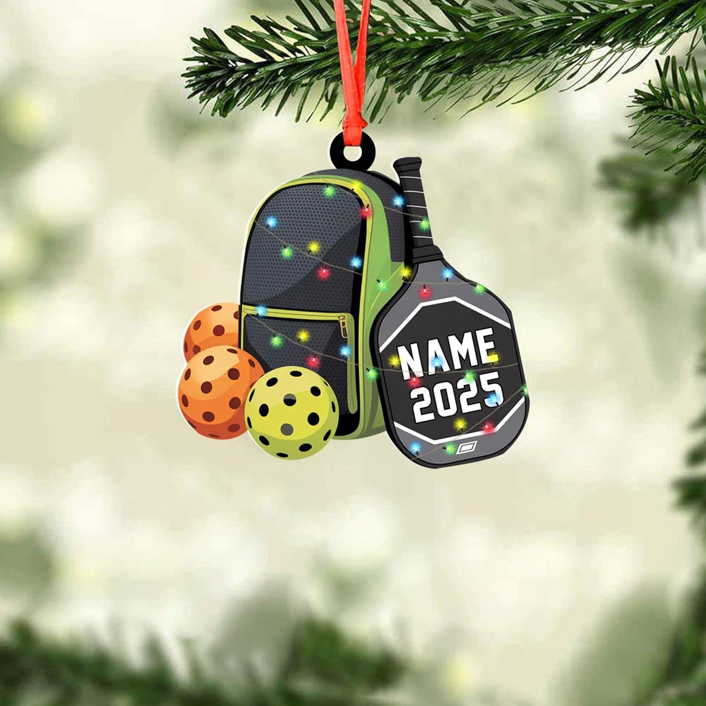 Custom Name and Year Pickleball Bag Ornament – Pickleball Christmas Ornament 3