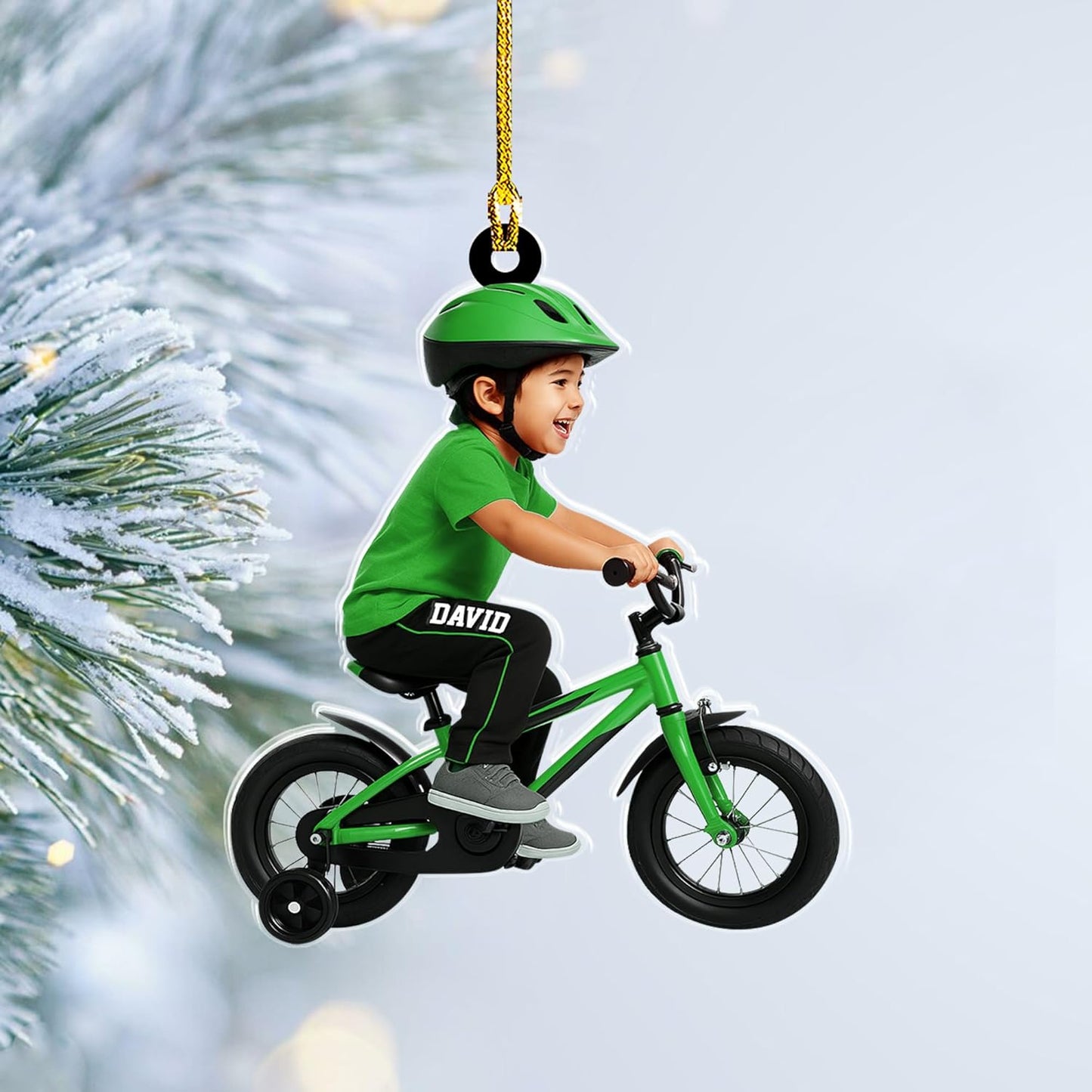 Custom Name Cycling Acrylic Ornament – Personalized Bike Gift, Christmas Tree Keepsake for Cycling Enthusiasts TC35