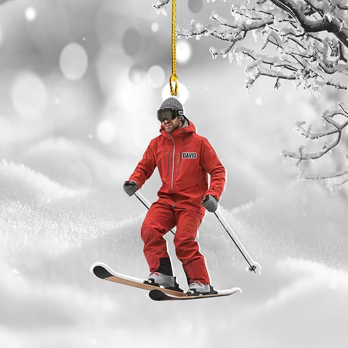 Personalized Snow Skiing Ornament, Custom Colored Skiing Mask Shape Ornament N11