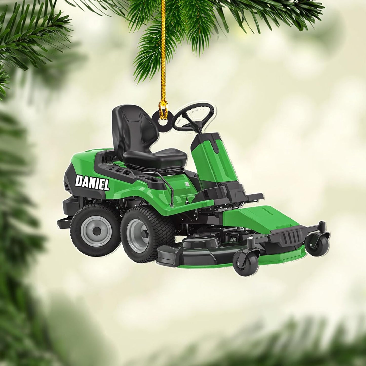 Personalized Lawn Mower Christmas Ornament | Custom Name Gardening Holiday Keepsake Gift for Gardeners & Lawn Care Workers TG62
