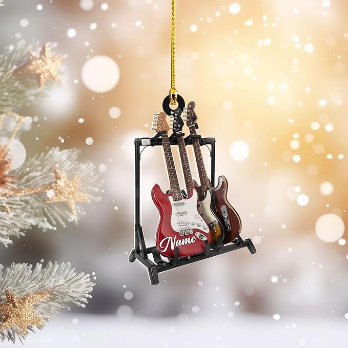 Custom Electric and Acoustic Guitar Christmas Ornament - Guitar Ornament Gift LL25