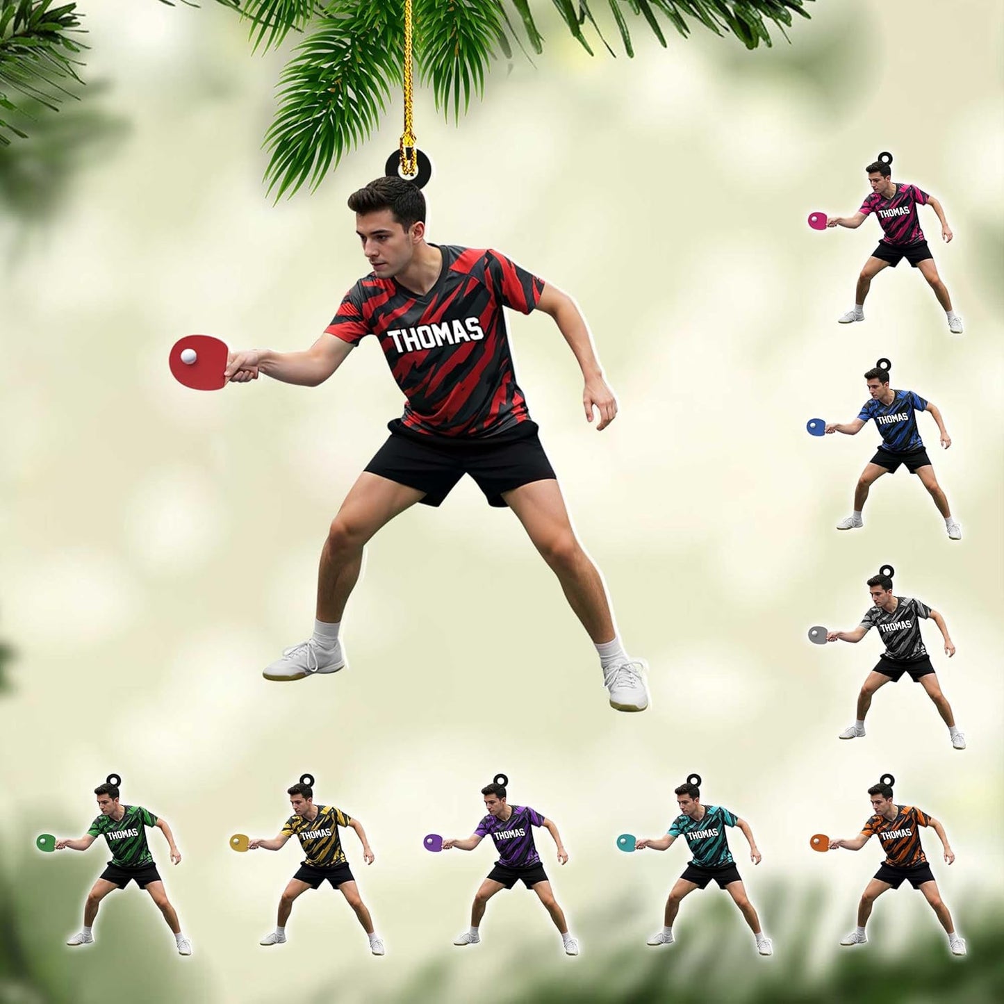 Personalized Ping Pong Ornament – Custom Acrylic 2D Flat Table Tennis Christmas Gift, Sport Holiday Tree Decoration TT8