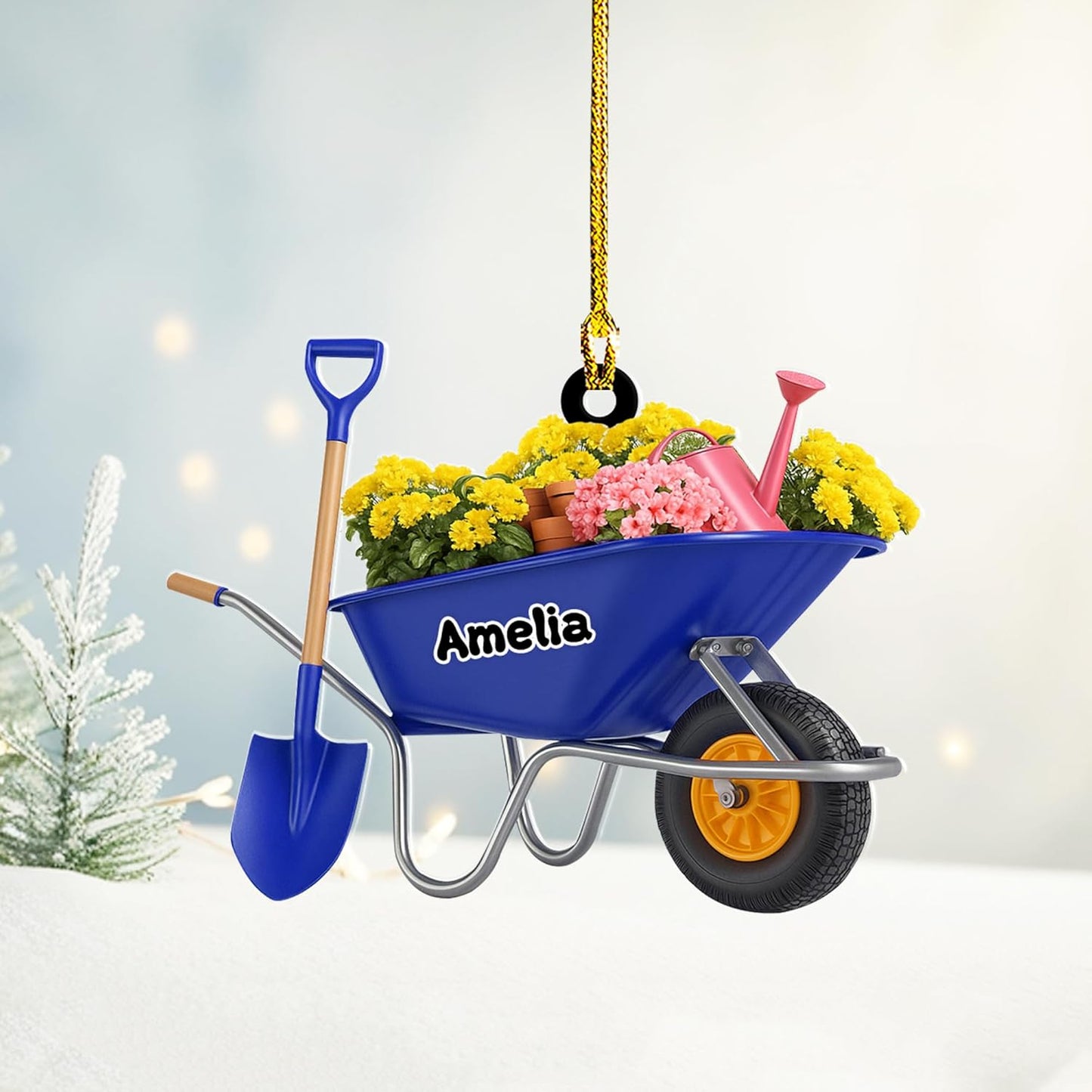 Personalized Gardening Acrylic Ornament – Custom Name Garden Tools Christmas Tree Decoration for Gardeners & Plant Lovers TG3