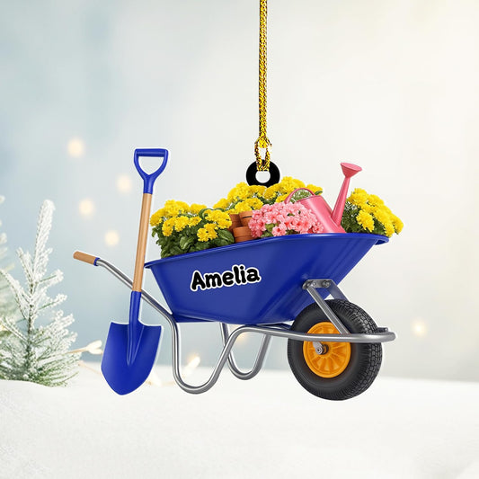 Personalized Gardening Acrylic Ornament – Custom Name Garden Tools Christmas Tree Decoration for Gardeners & Plant Lovers TG3