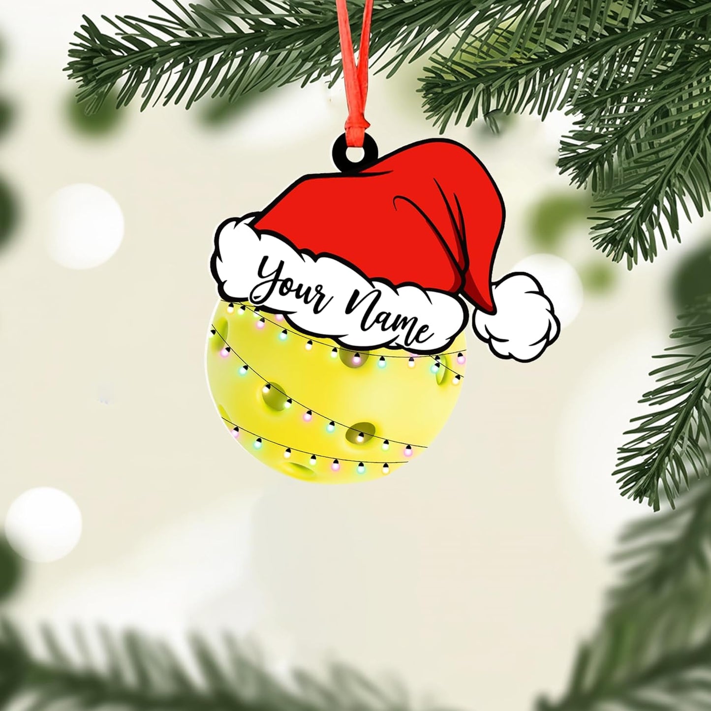 Custom Name Pickleball Christmas Ornament