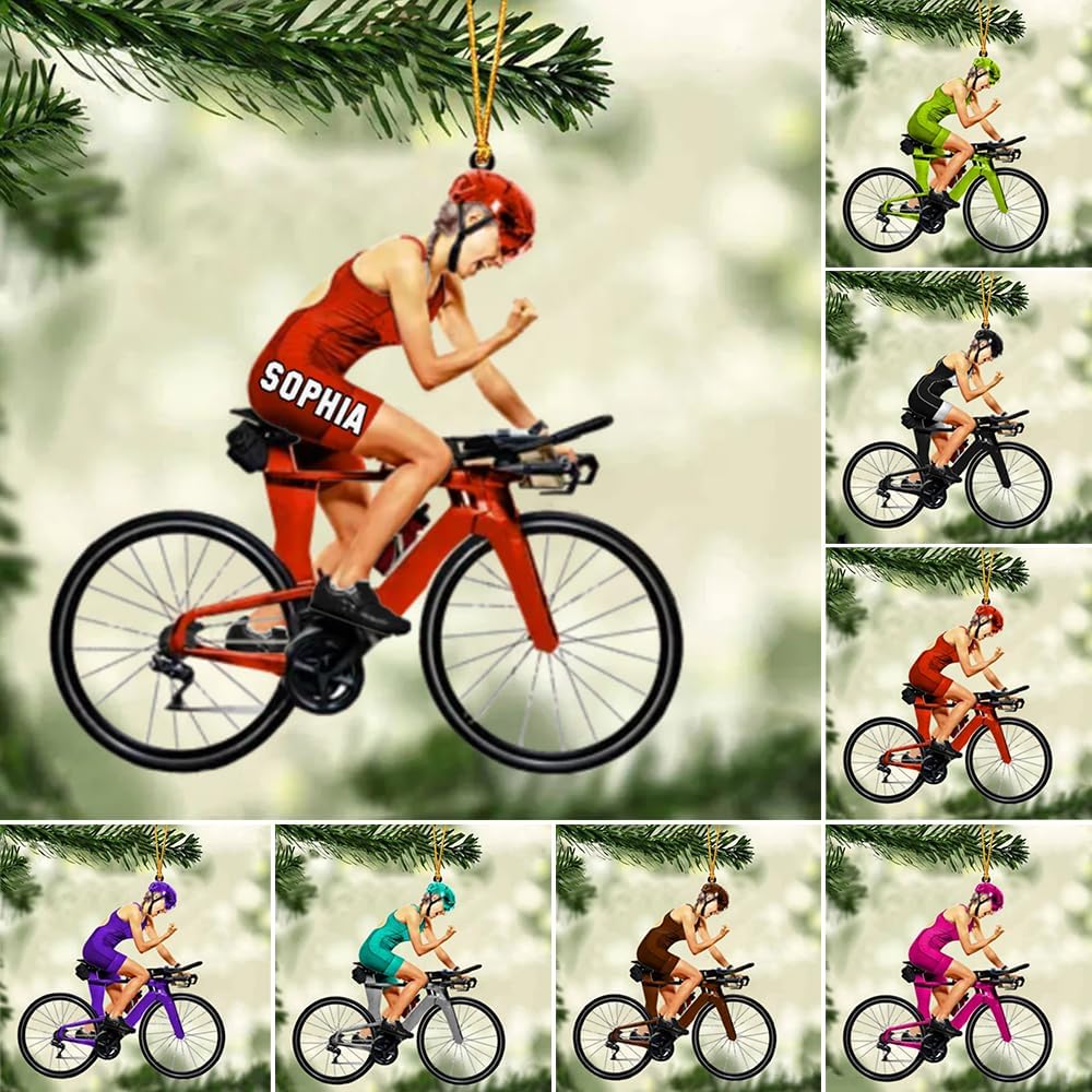 Custom Bicycle Christmas Ornament – Personalized Acrylic Cycling Ornament, Gift for Bike Riders and Cyclists TB8