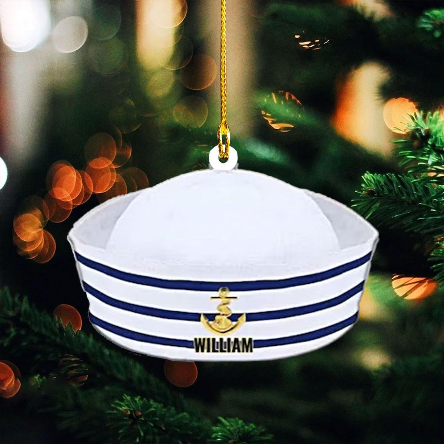 Custom Name Sailor Ornament – Personalized Captain Acrylic Sailing Ornament, Nautical Christmas Tree Decoration for Navy Lovers TS23
