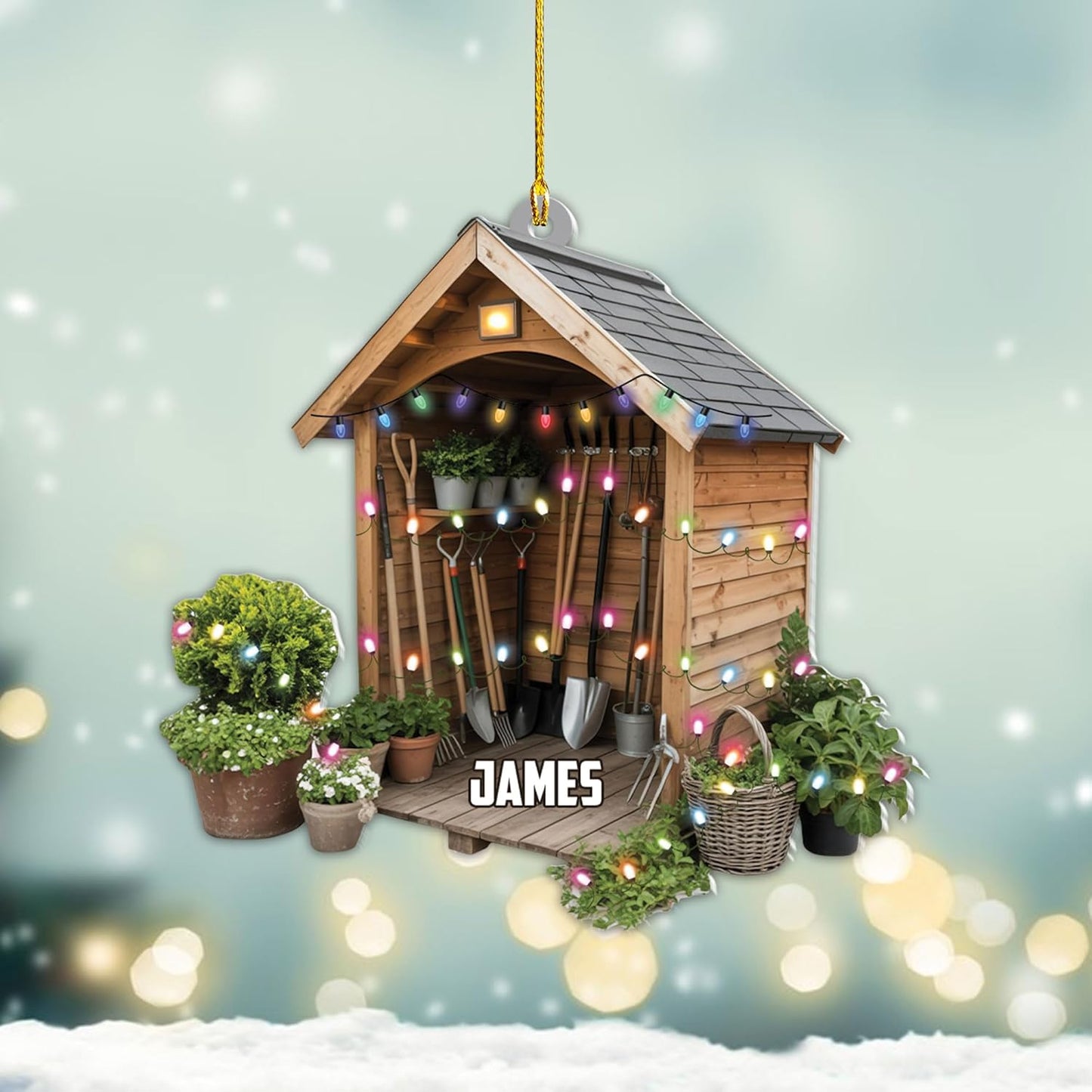 Custom Name Garden Equipment Ornament | Gardener Christmas Tree Decor Gift for Plant & Nature Lovers TG75