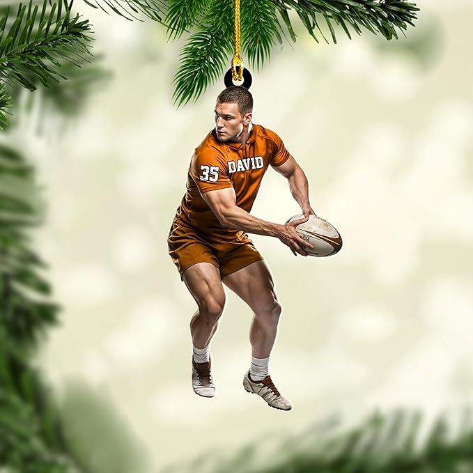 Personalized Rugby Player Christmas Gift for Sports Lovers - Rugby Ornament LL8