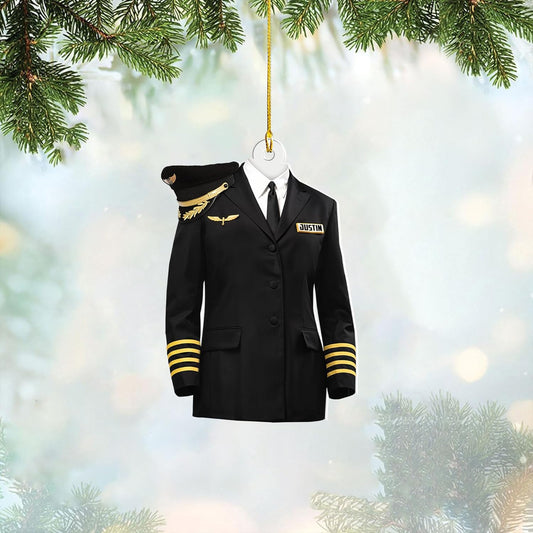 Custom Name Pilot Uniform Christmas Ornament Style 3