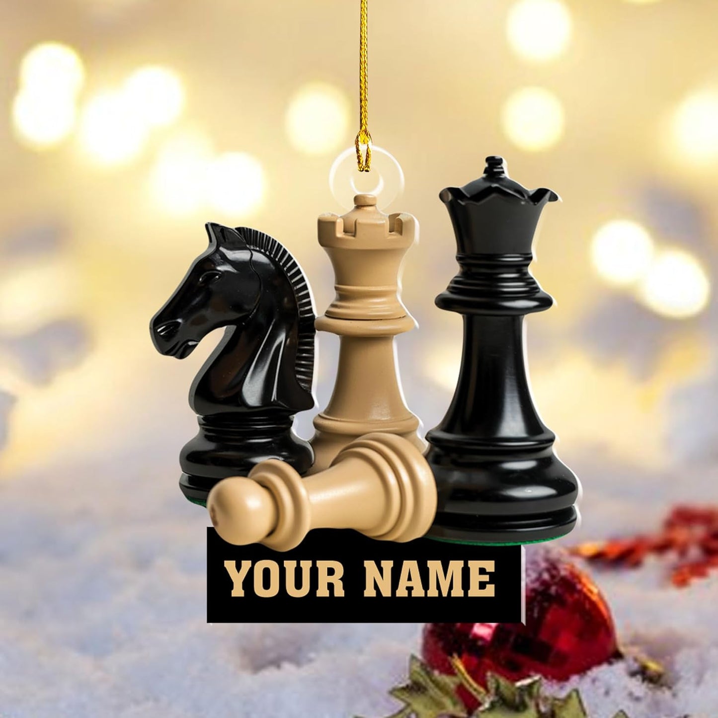 Personalized Name Chess Ornament Gift for Men Women Chess Team Player N25