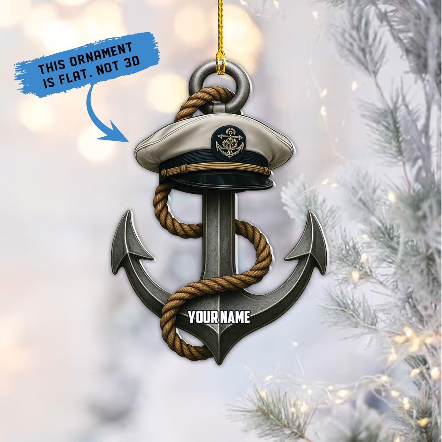 Personalized Sailor Ornament – Custom Captain Sailor Acrylic Ornament, Unique Sailing Glass Keepsake, Navy Captain Holiday Gift for Sailors TS17