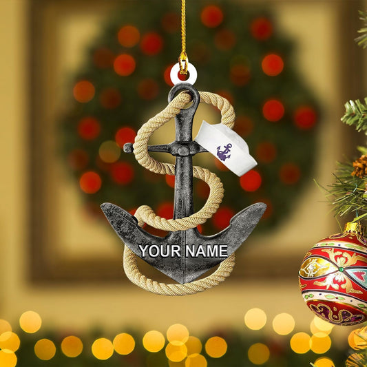 Custom Name Sailor Ornament – Personalized Captain Acrylic Sailing Ornament, Nautical Christmas Tree Decoration for Navy Lovers TS27
