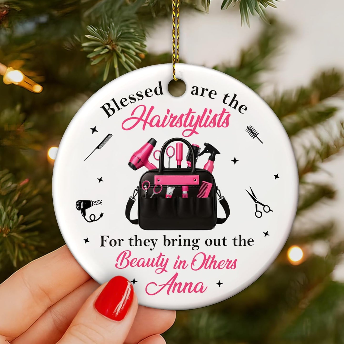 Personalized Hair Stylist Ornament – Hairdresser Christmas Ornament Style 24