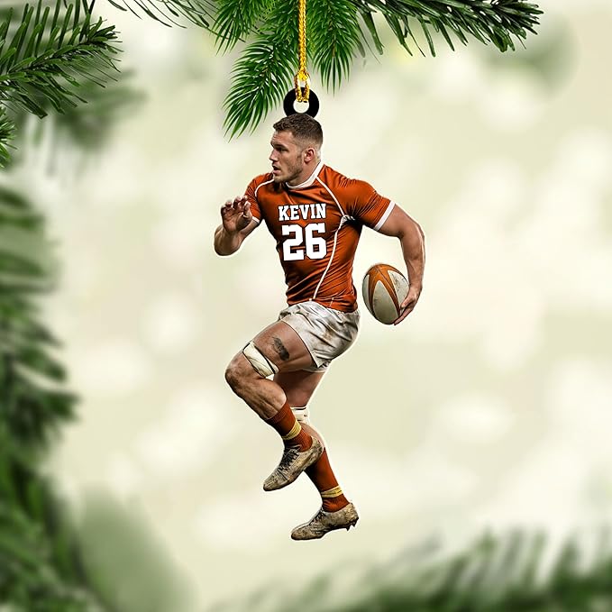 Personalized Rugby Player Christmas Gift for Sports Lovers - Rugby Ornament LL11