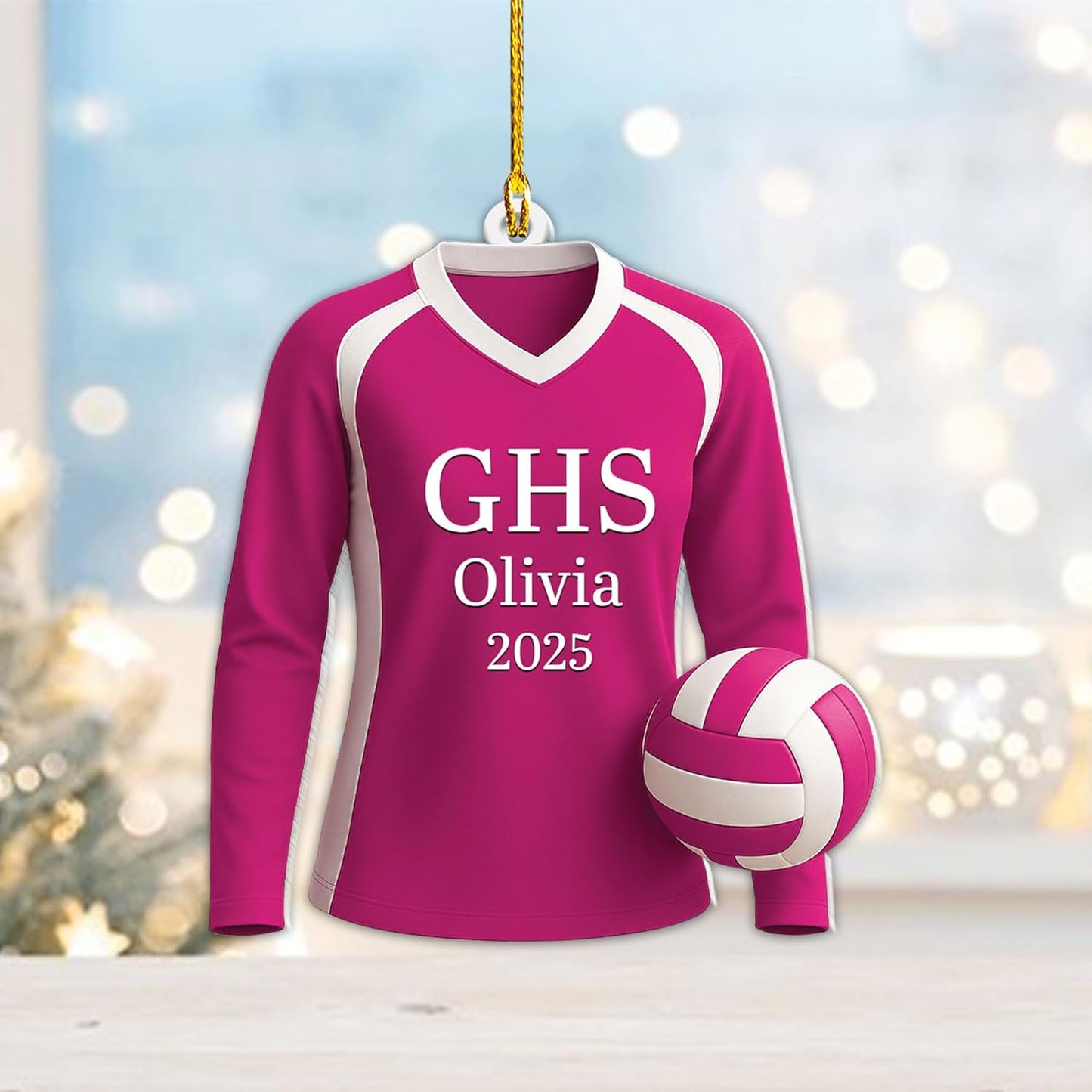 Personalized Volleyball Christmas Ornament – Custom Name Acrylic Ornament, Team Sports Holiday Decor, Volleyball Player Gift, Custom Xmas Keepsake TV4