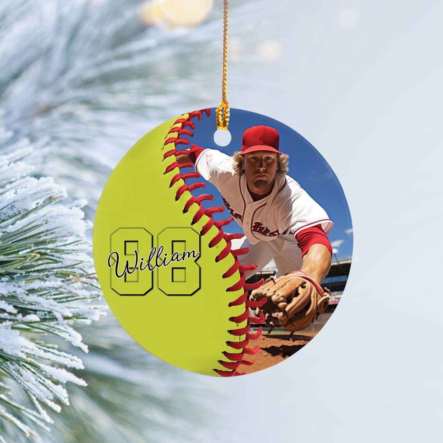Personalized Softball Ornament – Custom Sports Christmas Tree C19