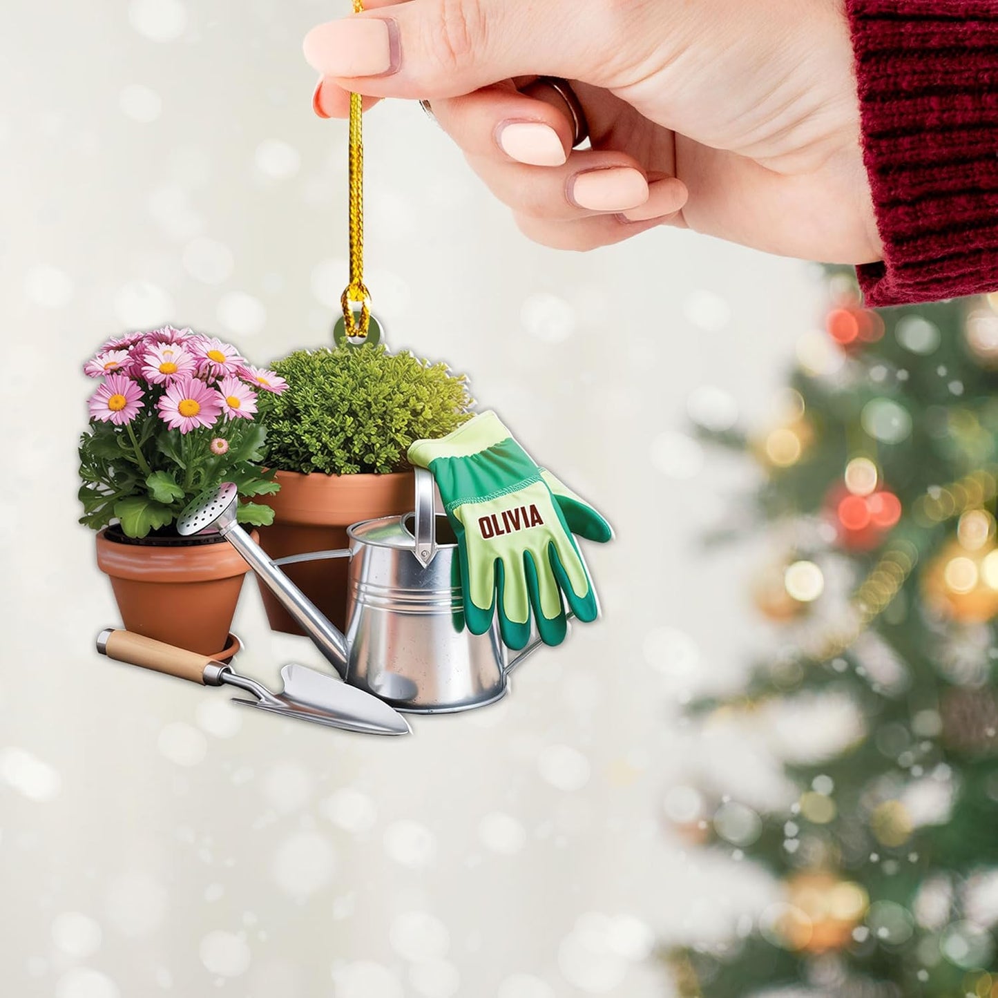 Custom Name Garden Equipment Ornament | Gardener Christmas Tree Decor Gift for Plant & Nature Lovers TG72