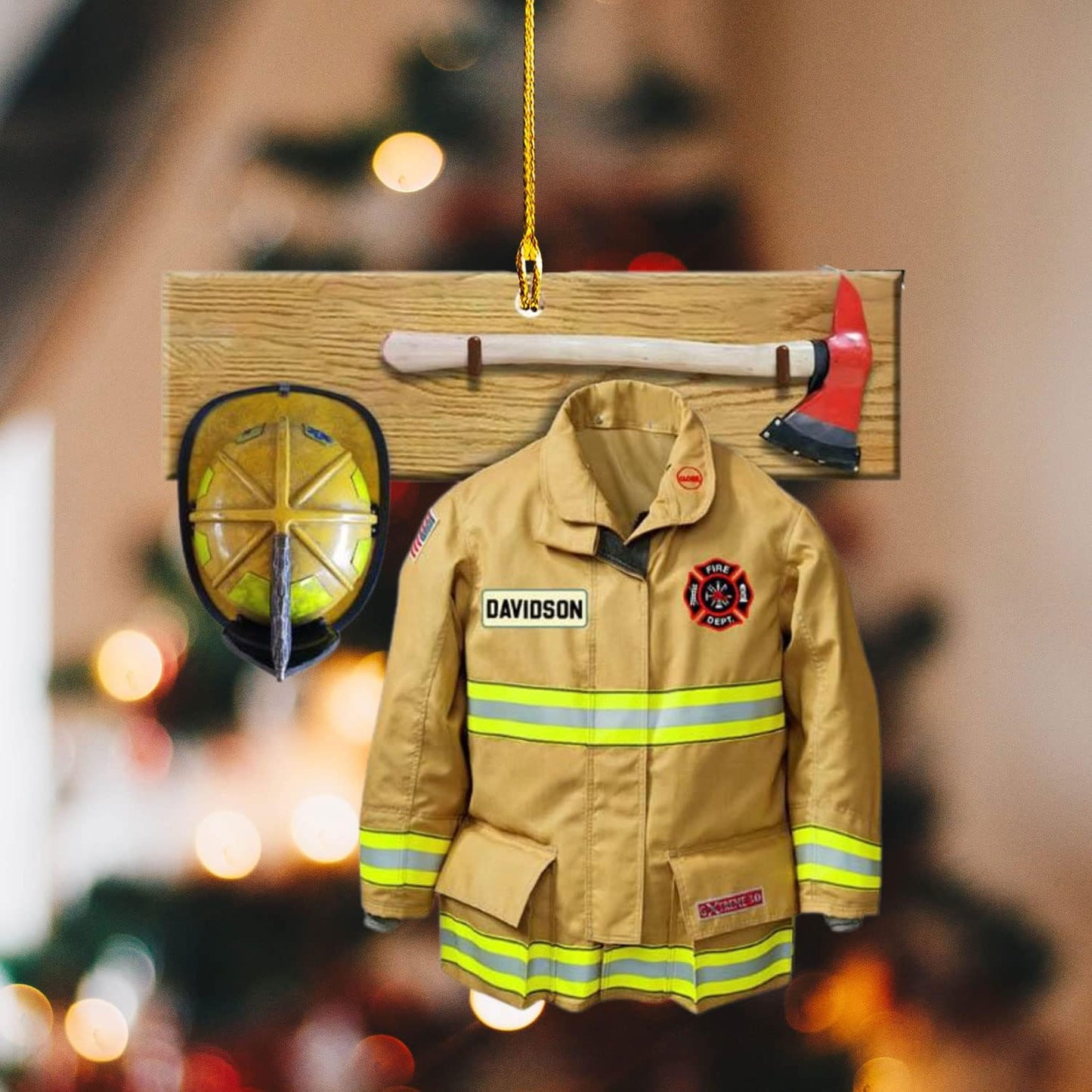 Personalized Firefighter Uniform Christmas Ornament Style 2