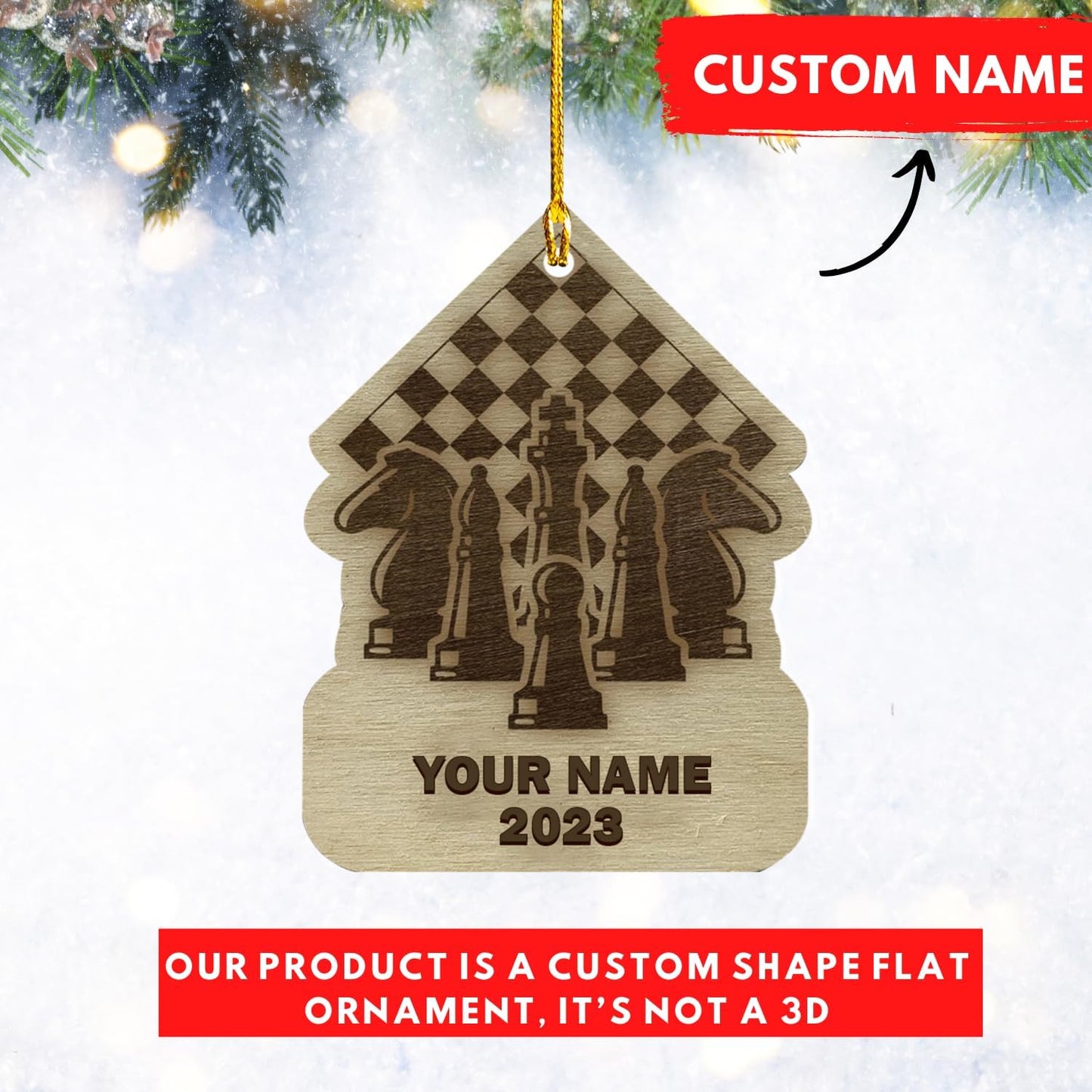 Personalized Name Chess Ornament Gift for Men Women Chess Team Player N07