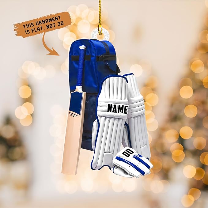 Personalized Cricket Christmas Ornament 2025, Custom Cricket Bat Ornament NO7