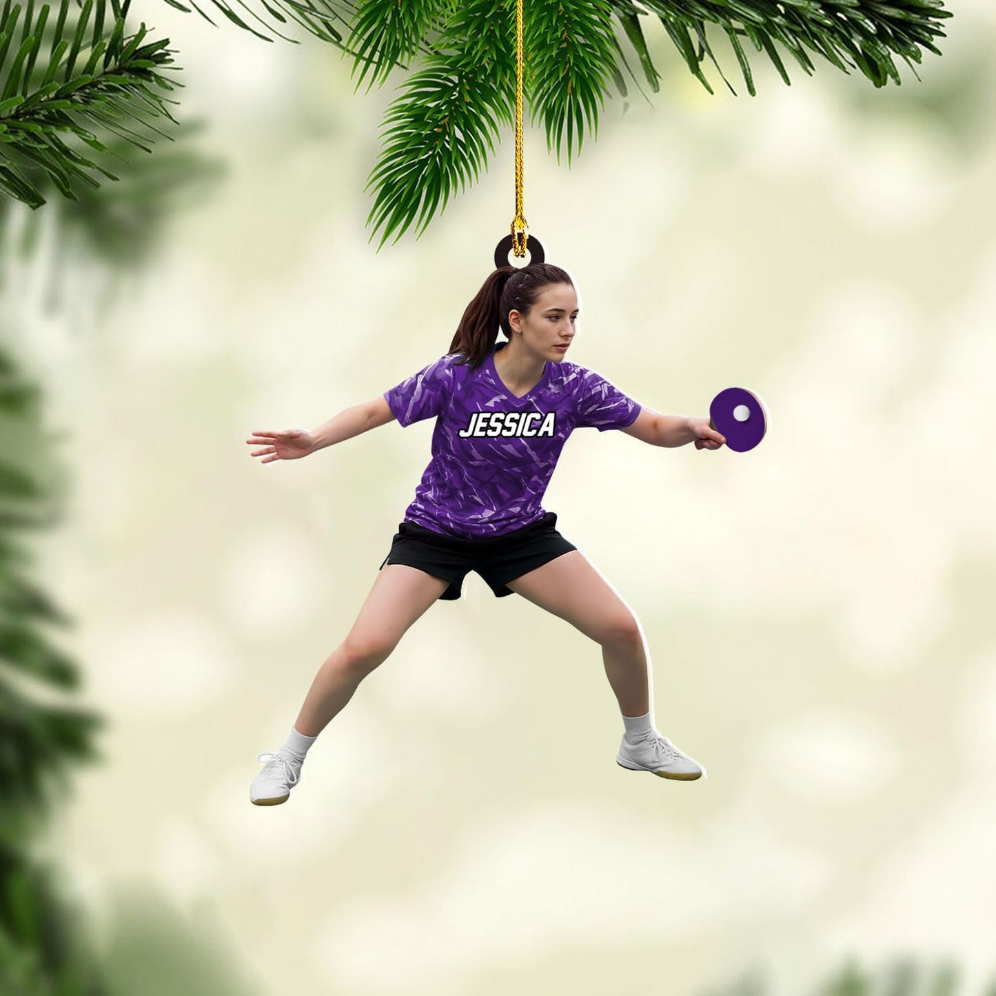 Personalized Ping Pong Ornament – Custom Acrylic 2D Flat Table Tennis Christmas Gift, Sport Holiday Tree Decoration TT9