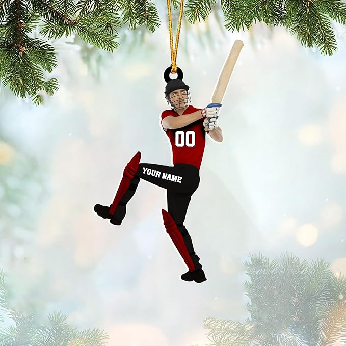 Personalized Cricket Christmas Ornament 2025, Custom Cricket Bat Ornament N27