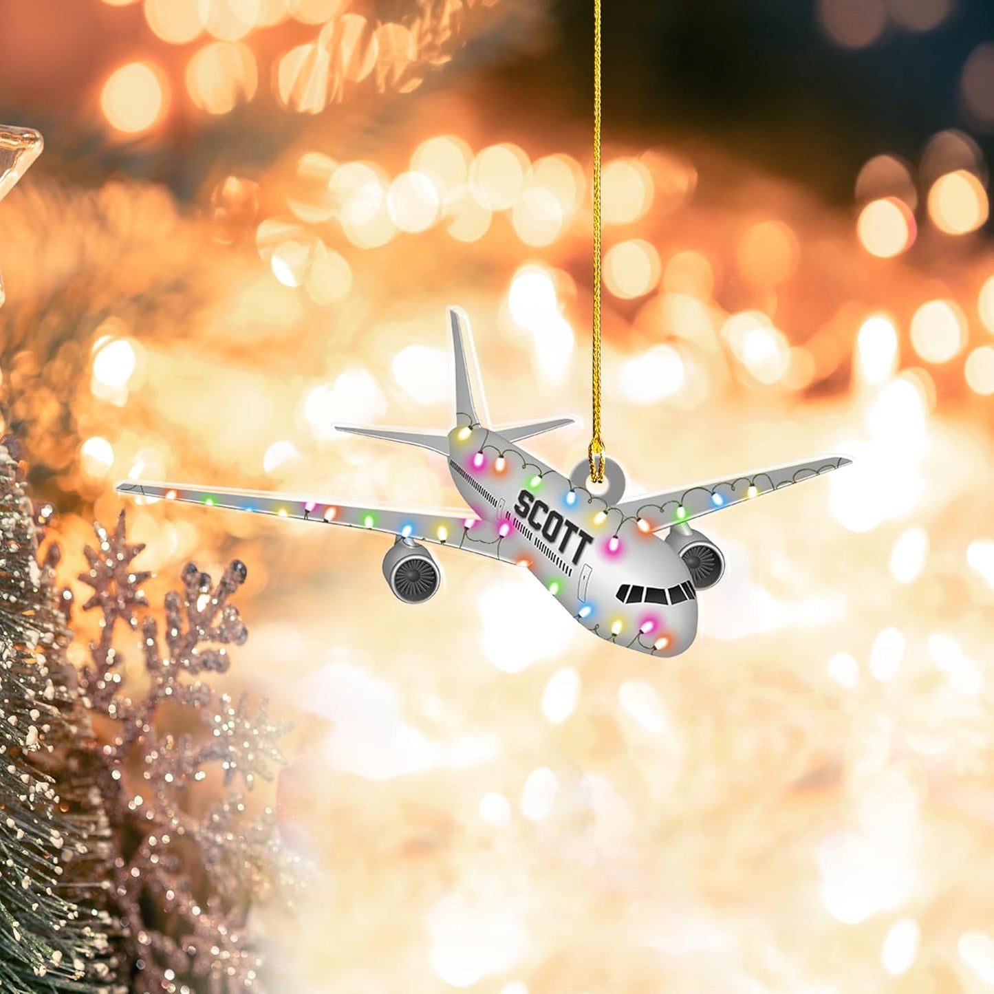 Personalized Airplane Pilot Christmas Ornament Style 2